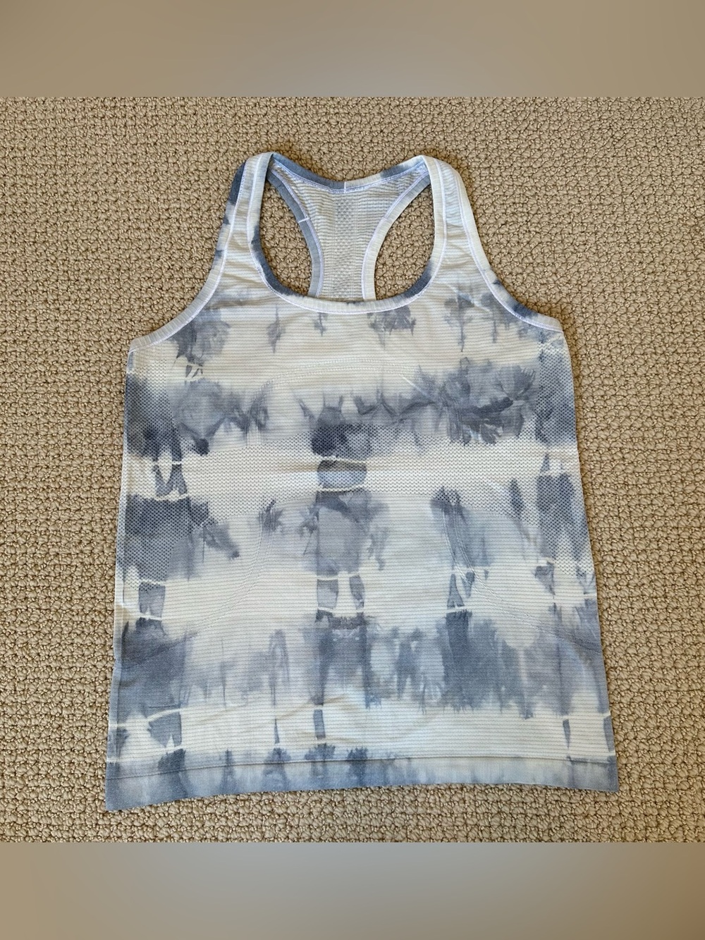 Lululemon Swiftly Racerback Tank - White and Grayish blue Tie-Dye